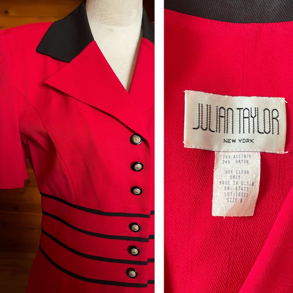 Vintage 1980s Julian Taylor Button Down Shirt Dress Sz 8 - Picture 4 of 7